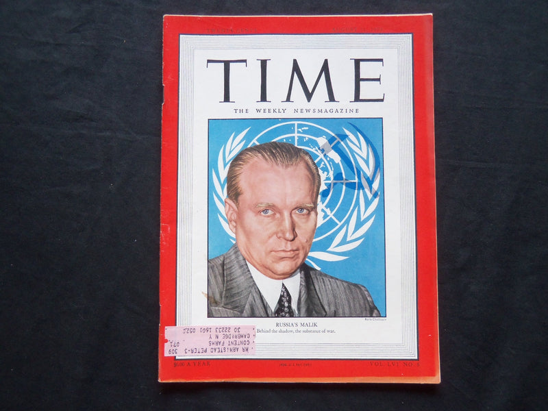 1950 AUGUST 21 TIME MAGAZINE - RUSSIA'S JACOB MALIK - T 1240
