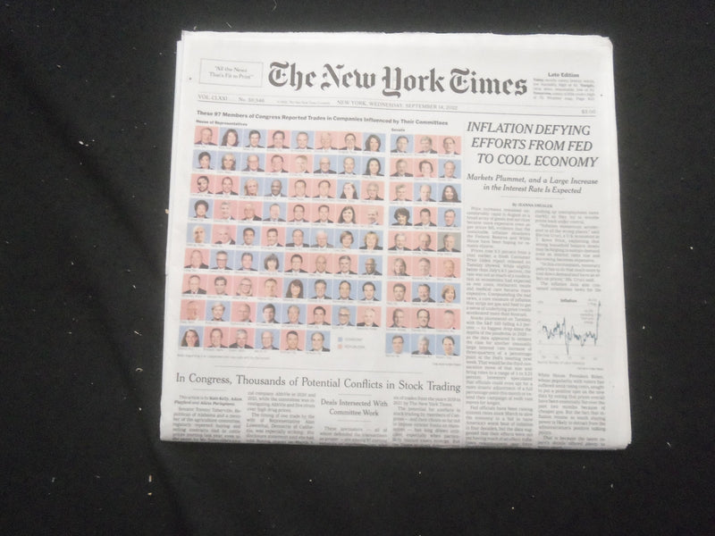 2022 SEP 14 NEW YORK TIMES - INFLATION DEFYING EFFORTS FROM FED TO COOL ECONOMY