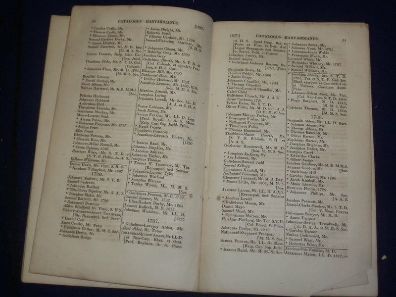 1827 CATALOGUS UNIVERSITATE HARVARDIANAE - J 4722