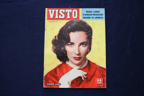 1958 AUGUST 23 VISTO MAGAZINE - ELIZABETH TAYLOR - ITALIAN COVER - E 23615