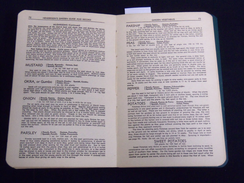 1944 HENDERSON'S GARDEN GUIDE AND RECORD - NEW YORK - J 8963