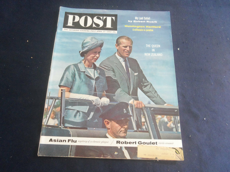 1963 APRIL 27 THE SATURDAY EVENING POST MAGAZINE -QUEEN IN NEW ZEALAND- SP 1219N