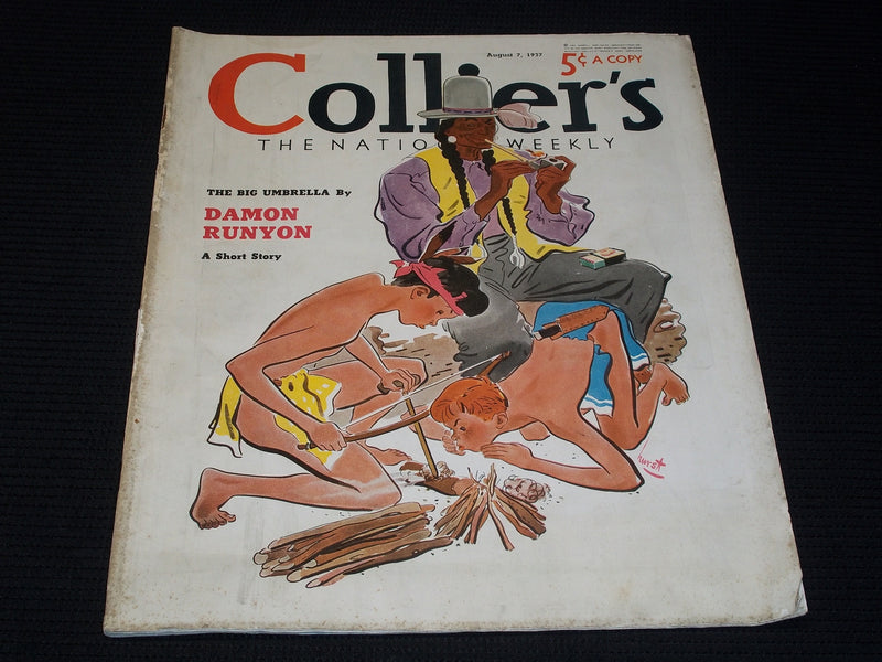 1937 AUGUST 7 COLLIER'S MAGAZINE NICE ILLUSTRATED COVER - E 1283