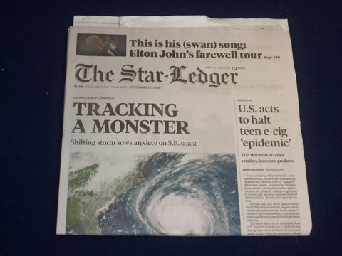 2018 SEPTEMBER 13 STAR LEDGER NEWSPAPER -HURRICANE FLORENCE MOVING TO EAST COAST