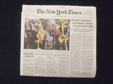 2023 NOVEMBER 23 NEW YORK TIMES-SHARED TORMENT AS FAMILIES AWAIT GAZA CEASE-FIRE