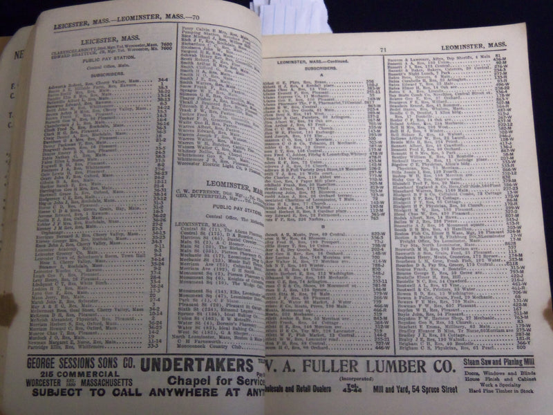 1912 WINTER NEW ENGLAND TELEPHONE DIRECTORY SECTION 4 - J 8816