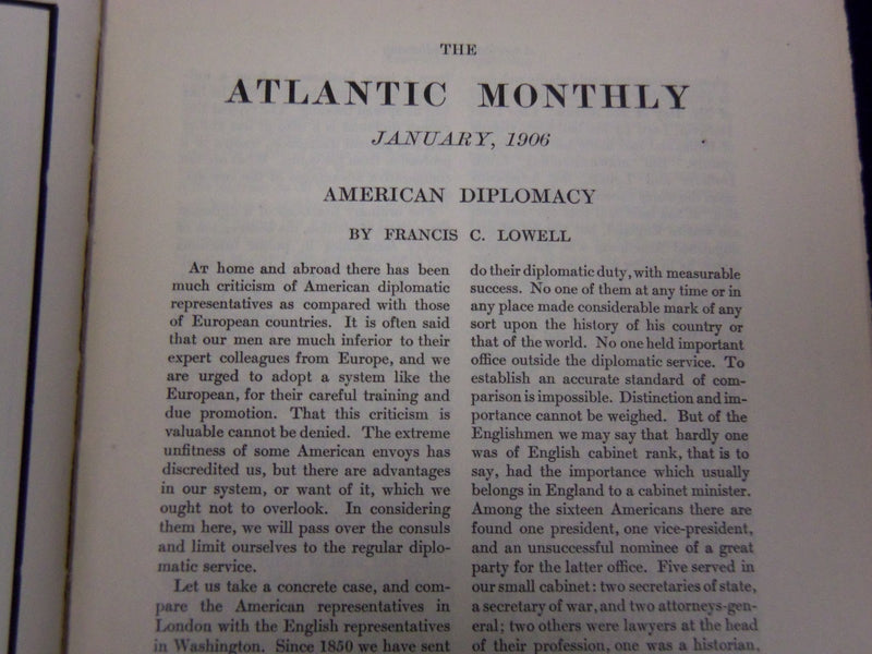 1906 THE ATLANTIC MONTHLY MAGAZINE LOT OF 10 - NICE STORIES & ARTICLES - WR 334