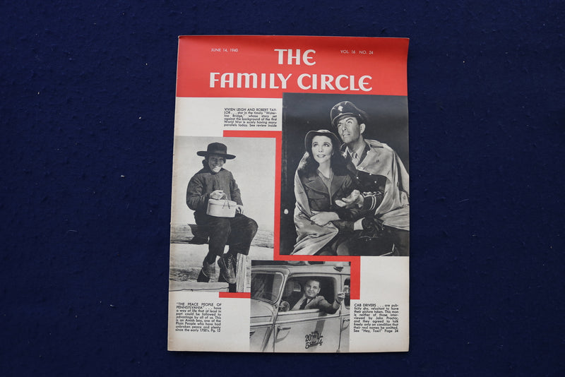 1940 JUNE 14 THE FAMILY CIRCLE MAGAZINE - VIVIEN LEIGH-R. TAYLOR COVER - E 18229