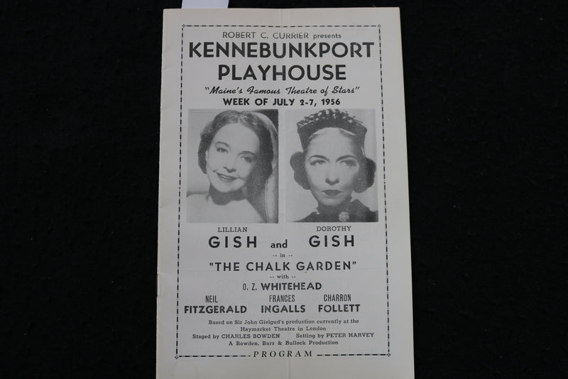 1956 JULY THE CHALK GARDEN PROGRAM - LILLIAN & DOROTHY GISH - K 1802