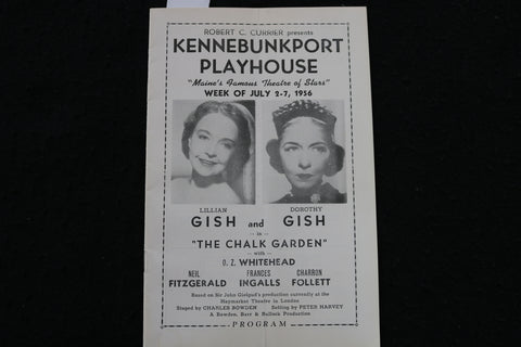 1956 JULY THE CHALK GARDEN PROGRAM - LILLIAN & DOROTHY GISH - K 1802