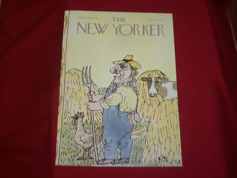1978 SEPTEMBER 18 NEW YORKER MAGAZINE FRONT COVER ONLY - GREAT ART FOR FRAMING