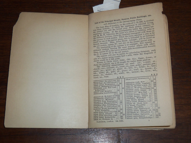 1894 INDEX OF STREETS AND PLANS OF LONDON - RAILWAY PLANS - K 1227