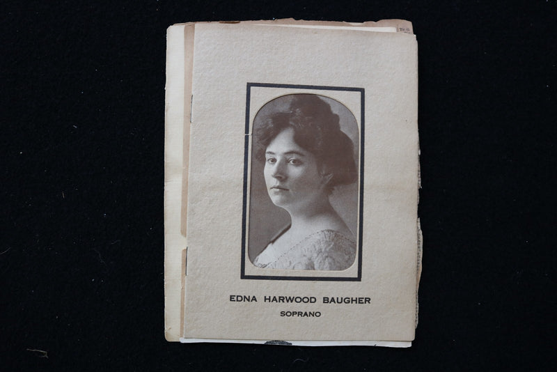 1912 NOVEMBER 19 EDNA HARWOOD BAUGHER SOPRANO RECITAL PROGRAM - K 2809