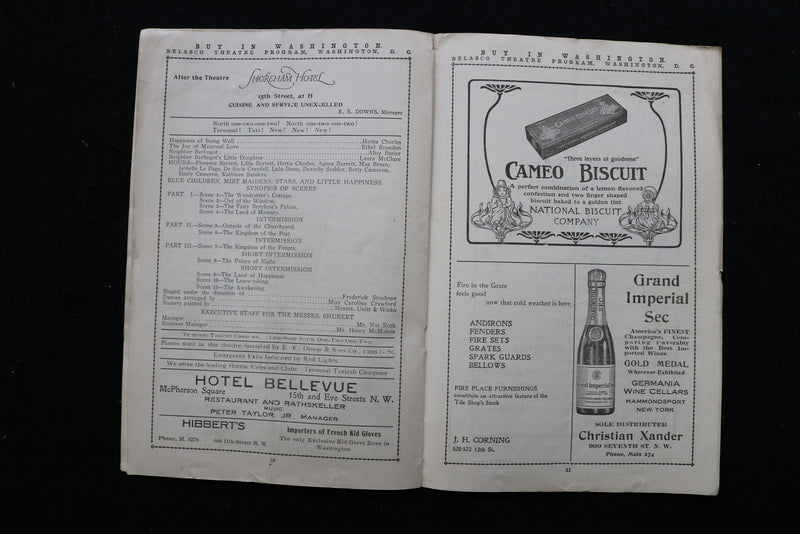 1913 DECEMBER 1 THE BLUE BIRD PROGRAM - BELASCO THEATRE - K 1952