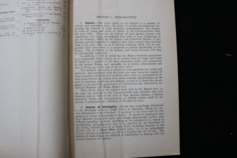1913 APRIL CENSUS AND STATISTICS REPORT SOFTCOVER - MELBOURNE, AUSTRALIA- K 3007