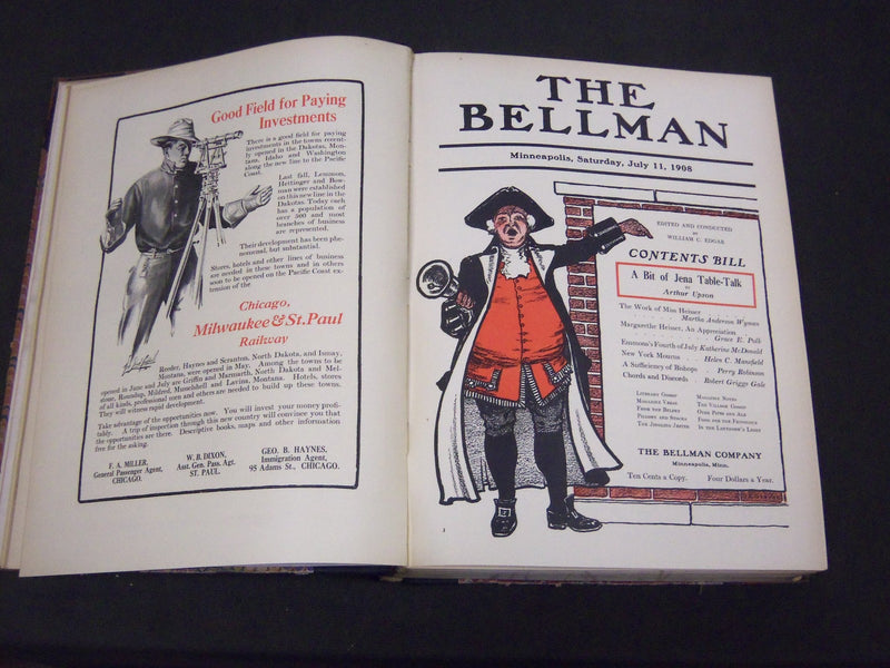 1908 THE BELLMAN MAGAZINE BOUND VOLUME LOT OF 2 COMPLETE YEAR - PHOTOS - R 416
