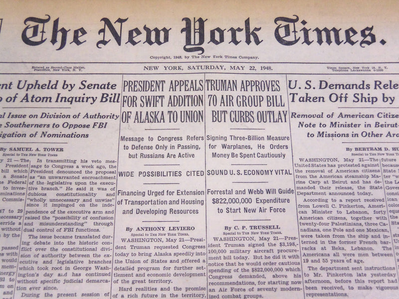 1948 MAY 22 NEW YORK TIMES - NAZI LOOT TO BE SOLD HERE - NT 3634