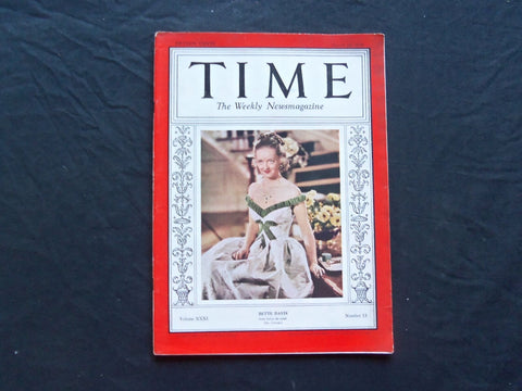 1938 MARCH 28 TIME MAGAZINE - BETTE DAVIS - T 604