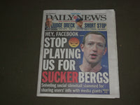 2018 DECEMBER 20 NEW YORK DAILY NEWS - MARK ZUCKERBERG - FACEBOOK SHARING INFO