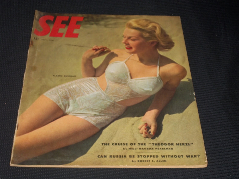 1947 NOVEMBER SEE MAGAZINE - PLASTIC SWIMSUIT FRONT COVER - E 5073