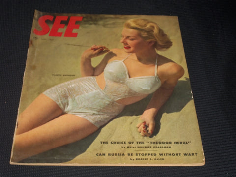 1947 NOVEMBER SEE MAGAZINE - PLASTIC SWIMSUIT FRONT COVER - E 5073