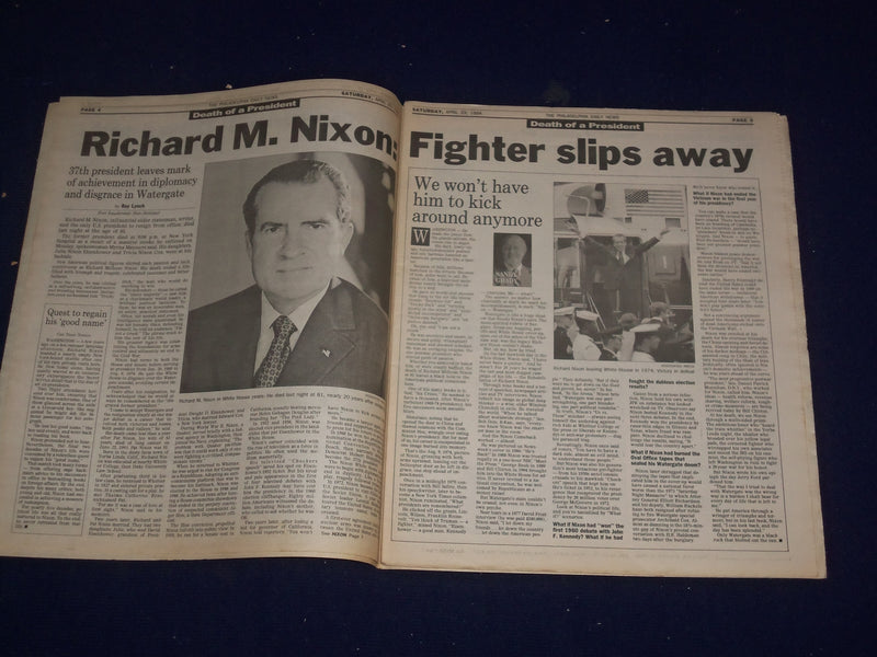 1991 APRIL 23 PHILADELPHIA DAILY NEWS - RICHARD NIXON DIED - 1913-1994 - NP 2994