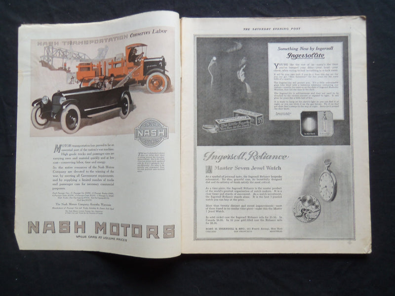 1918 NOVEMBER 9 THE SATURDAY EVENING POST MAGAZINE - ILLUSTRATED COVER - SP 907