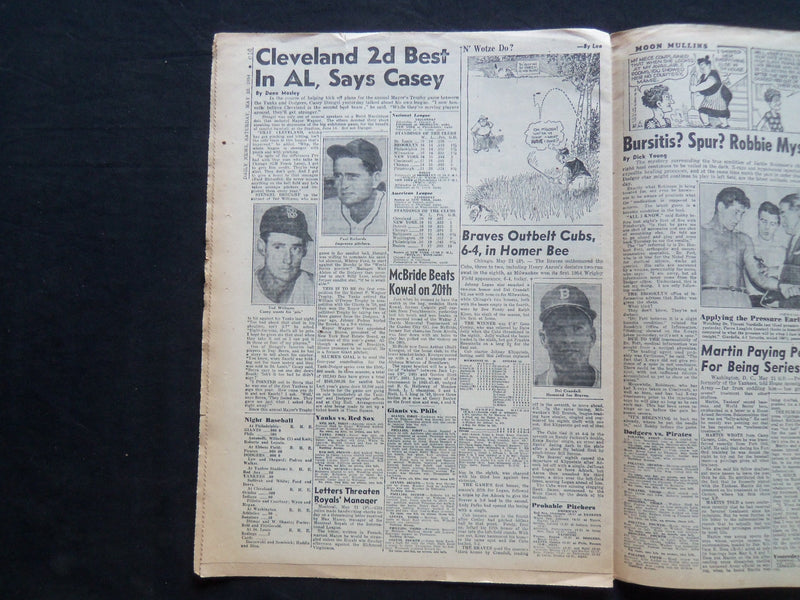 1954 MAY 22 NY DAILY NEWS NEWSPAPER - GIARDELLO RULES 4-1 PICK - NP 2482