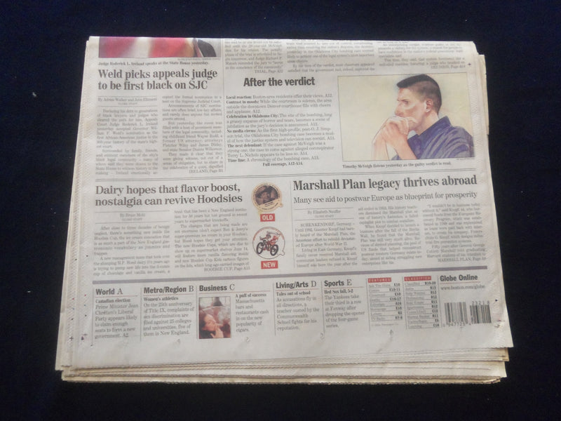 1997 JUNE 3 THE BOSTON GLOBE NEWSPAPER - TIMOTHY MCVEIGH GUILTY - NP 6130