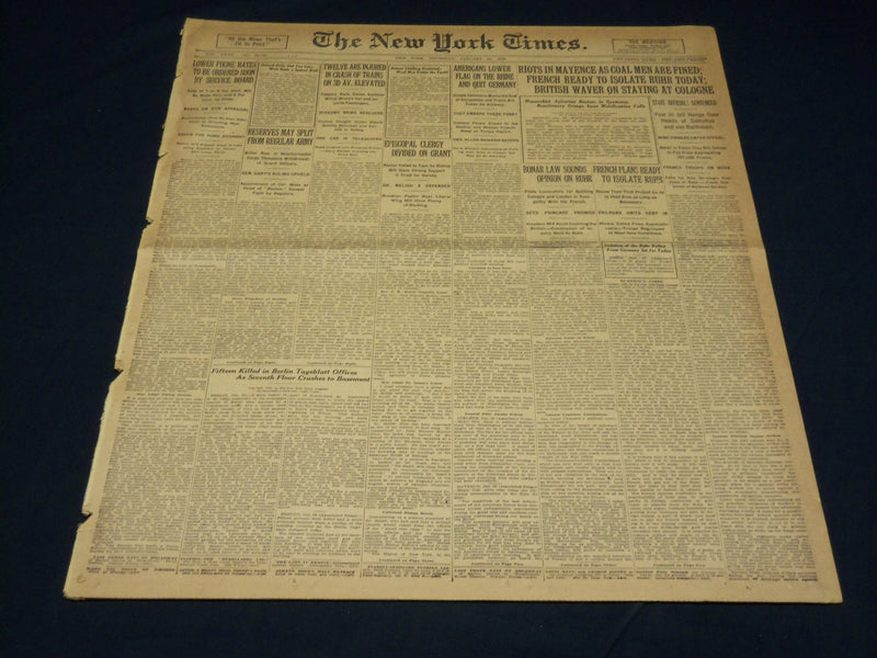 1923 JANUARY 25 NEW YORK TIMES - RIOTS IN MAYENCE COAL MEN FINED - NT 7902