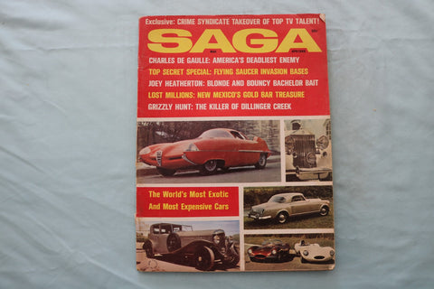 1968 APRIL SAGA MAGAZINE - MOST EXOTIC & EXPENSIVE CARS COVER - E 26664