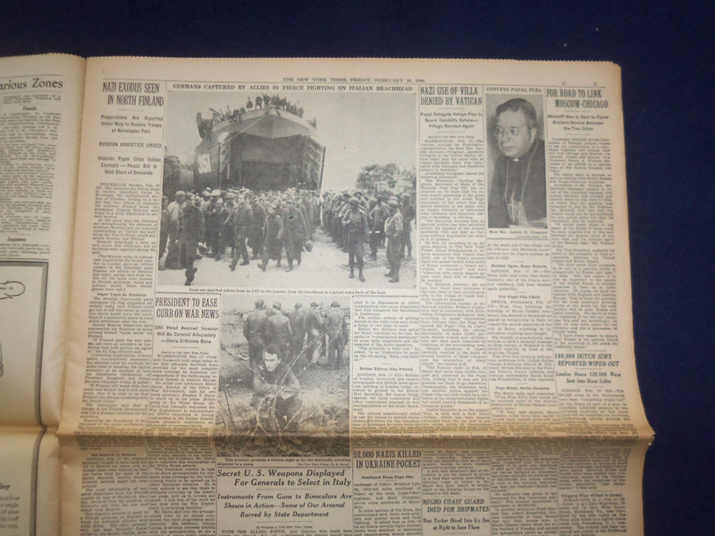1944 FEB 18 NEW YORK TIMES - TRUK ATTACKED BY STRON U.S. SEA-AIR FORCES- NP 6556