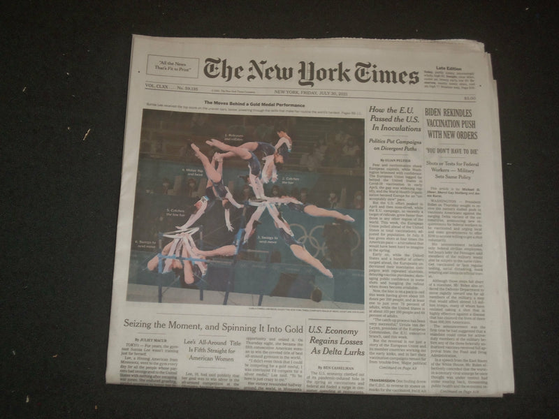 2021 JULY 30 NEW YORK TIMES - BIDEN REKINDLES VACCINATION PUSH WITH NEW ORDERS