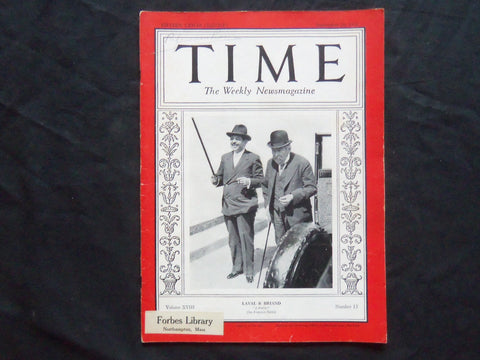 1931 SEPTEMBER 28 TIME MAGAZINE - PIERRE LAVAL AND ARISTIDE BRIAND - T 292