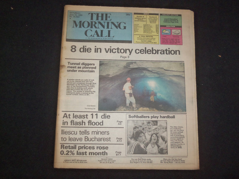 1990 JUN 16 MORNING CALL NEWSPAPER-ALLENTOWN, PA-8 DIE IN PISTONS CELEB.-NP 8281