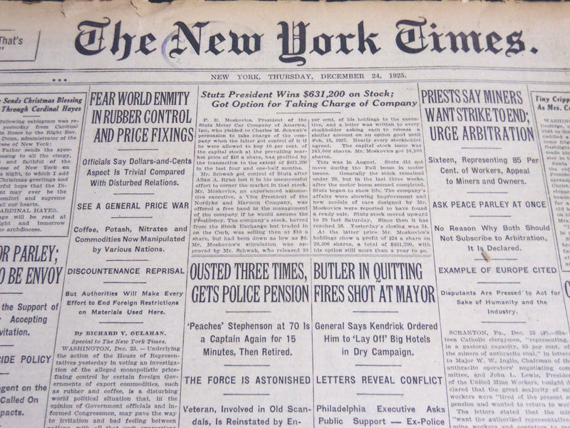 1925 DEC 24 NEW YORK TIMES - STUTZ PRESIDENT WINS $631,200 ON STOCK - NT 5382