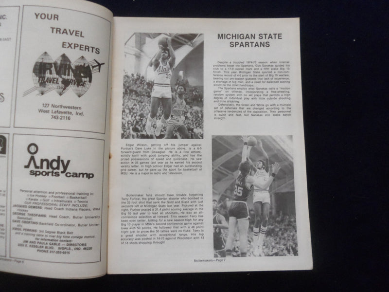 1976 JAN 26 COLLEGE BASKETBALL PROGRAM- PURDUE UNIV VS. MICHIGAN STATE- SP 1533R