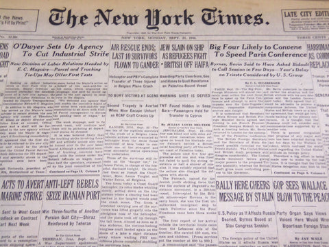 1946 SEPTEMBER 23 NEW YORK TIMES - REFUGEES FIGHT ON PALMACH - NT 3187