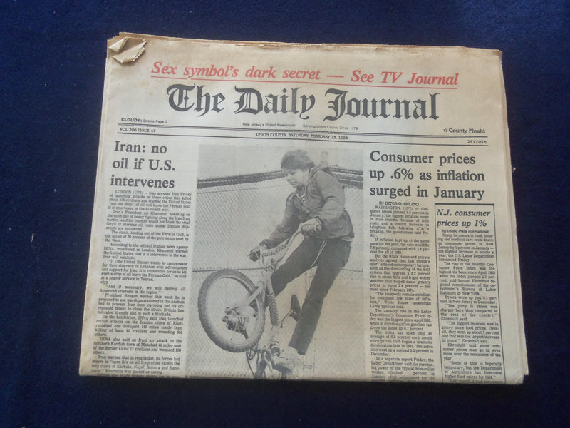1984 FEB 25 THE DAILY JOURNAL NEWSPAPER -IRAN: NO OIL IF U.S. INTERVENES-NP 6141