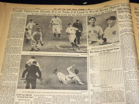 1936 WORLD SERIES YANKEES DEFEAT GIANTS 4-2 NEW YORK TIMES LOT OF 7 - NT XXXX