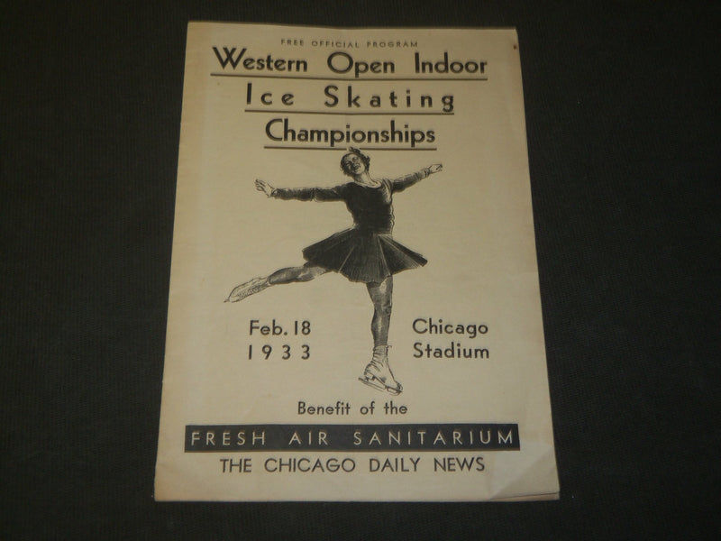 1933 FEBRUARY 18 WESTERN OPEN INDOOR ICE SKATING CHAMPIONSHIPS PROGRAM - J 3572
