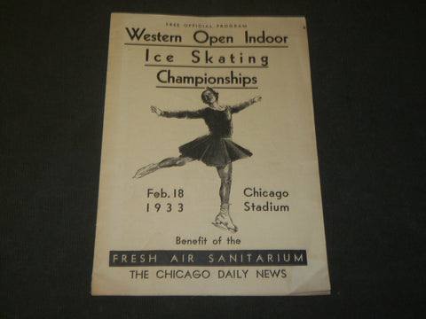 1933 FEBRUARY 18 WESTERN OPEN INDOOR ICE SKATING CHAMPIONSHIPS PROGRAM - J 3572