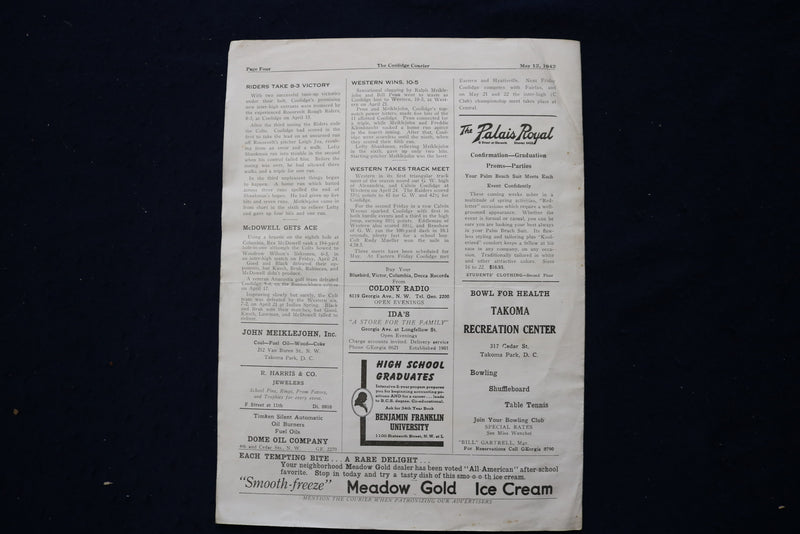 1942 MAY 12 THE COOLIDGE COURIER MAGAZINE - WASHINGTON, D.C. - K 1702