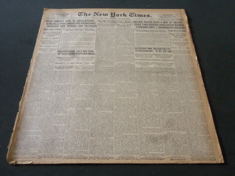 1921 DECEMBER 8 NEW YORK TIMES - CHICAGO POLICE FIGHT A MOB OF 100,000 - NT 6132