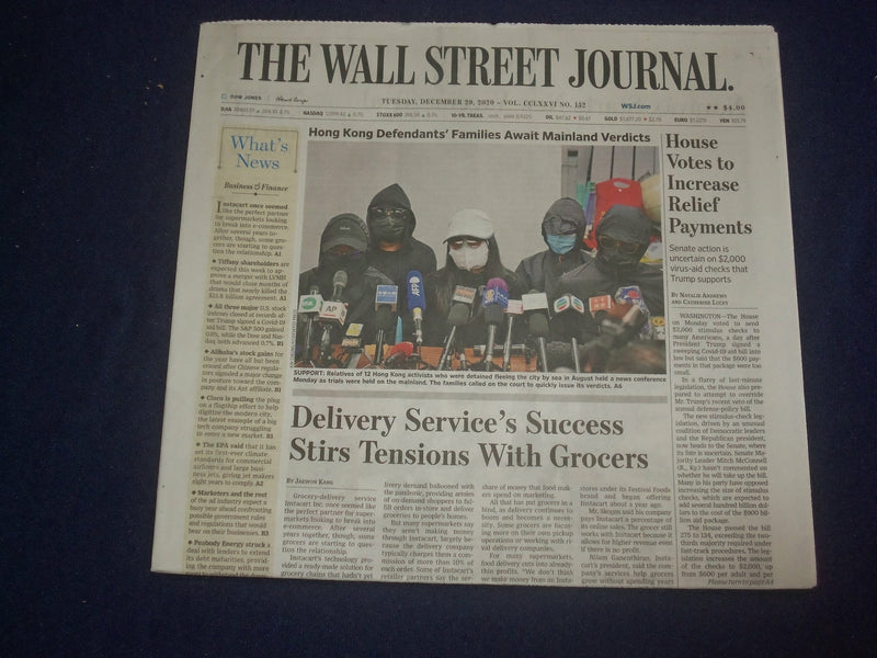 2020 DECEMBER 29 THE WALL STREET JOURNAL-HOUSE VOTES TO INCREASE RELIEF PAYMENTS