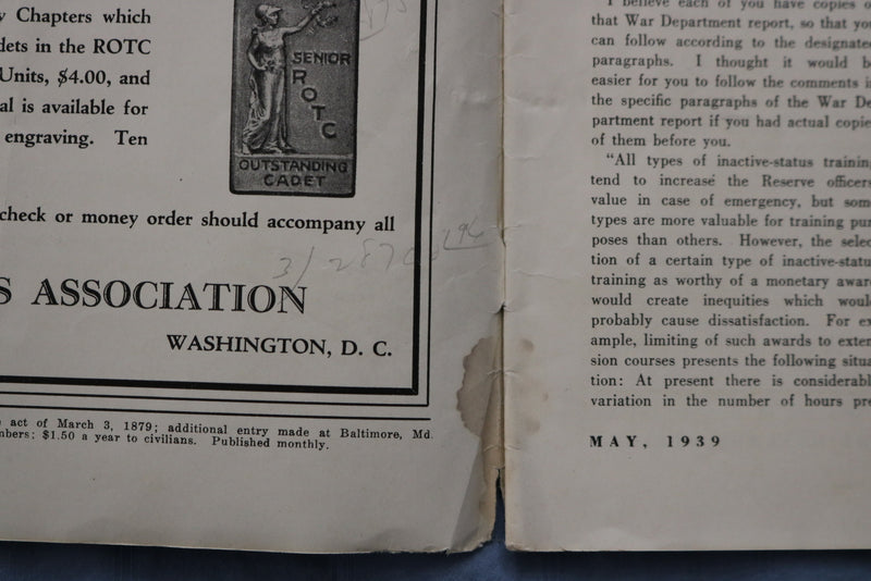 1939 MAY THE RESERVE OFFICER MAGAZINE - K 331
