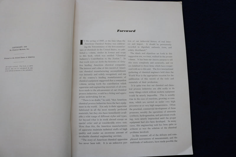 1936 EQUIPMENT'S CONTRIBUTION TO CHEMICAL PROGRESS SOFTCOVER BOOK - K 1519