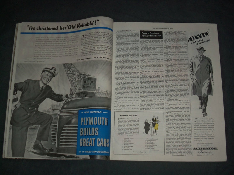 1944 SEPTEMBER 9 THE SATURDAY EVENING POST MAGAZINE- ILLUSTRATED COVER- SP 2476O