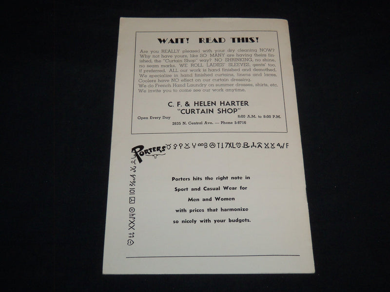 1950 APRIL 21 THE LYRIC SINGERS CONCERT PROGRAM - PHOENIX - J 8606