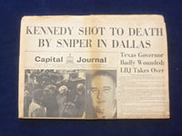 1963 NOV 22 CAPITAL JOURNAL NEWSPAPER- KENNEDY SHOT TO DEATH BY SNIPER - NP 6434